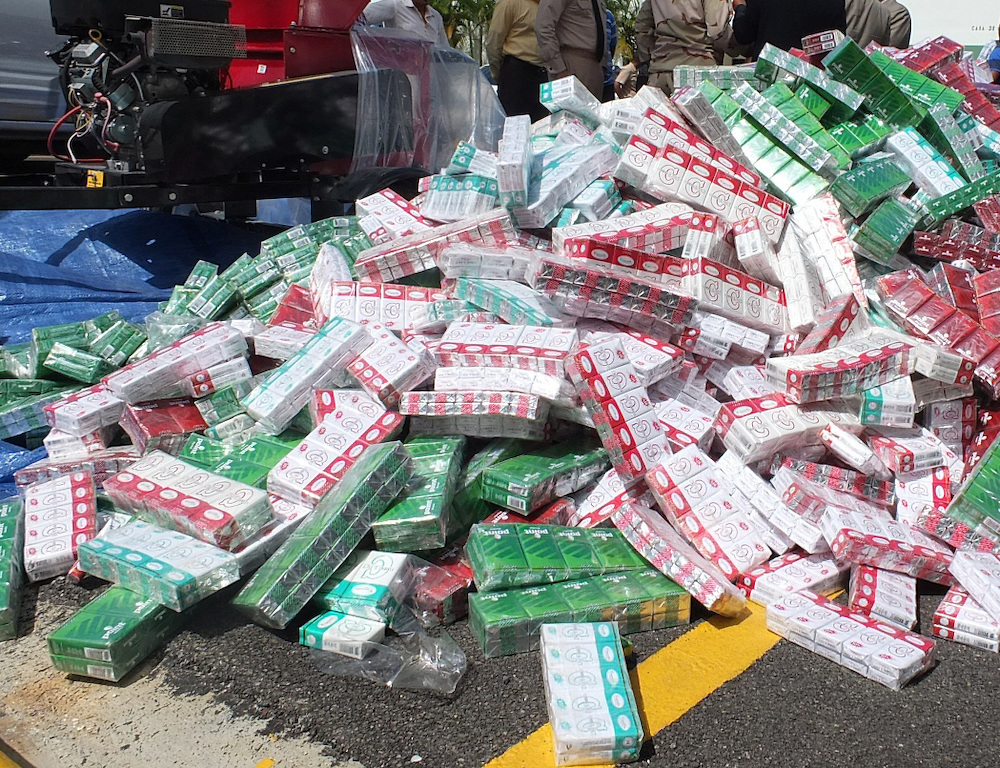 El CESFRONT tritura 252,000 unidades de cigarrillos confiscados a contrabandistas