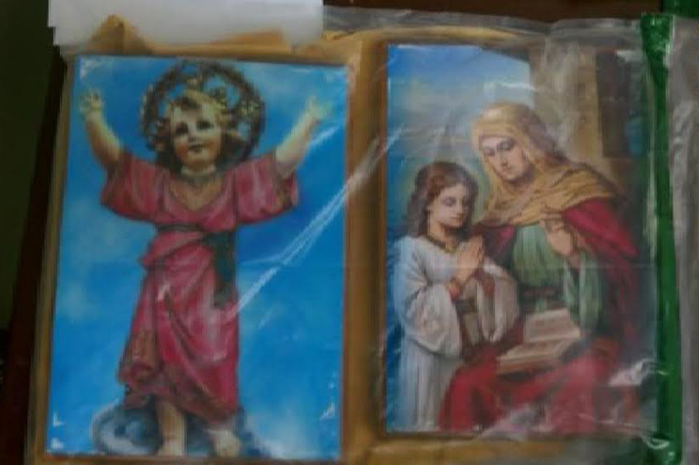 Narcotraficantes rellenan de drogas imágenes religiosas