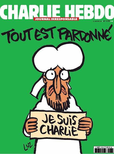 Semanario Charlie Hebdo saca en portada dibujo de Mahoma con cartel de Yo soy Charlie