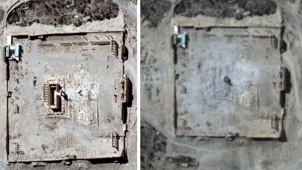Las imágenes que confirman la destrucción del templo de Bel, el más emblemático de Palmira, a manos de EI