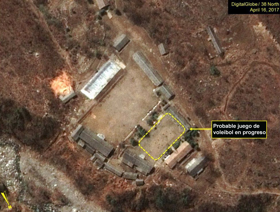 La cancha de voleibol en un sitio de pruebas nucleares de Corea del Norte que tiene confundidos a los expertos en Estados Unidos