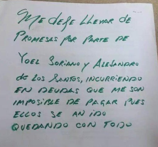 Supuesta nota dejada por el arquitecto que se suicidó en el baño de la OISOE