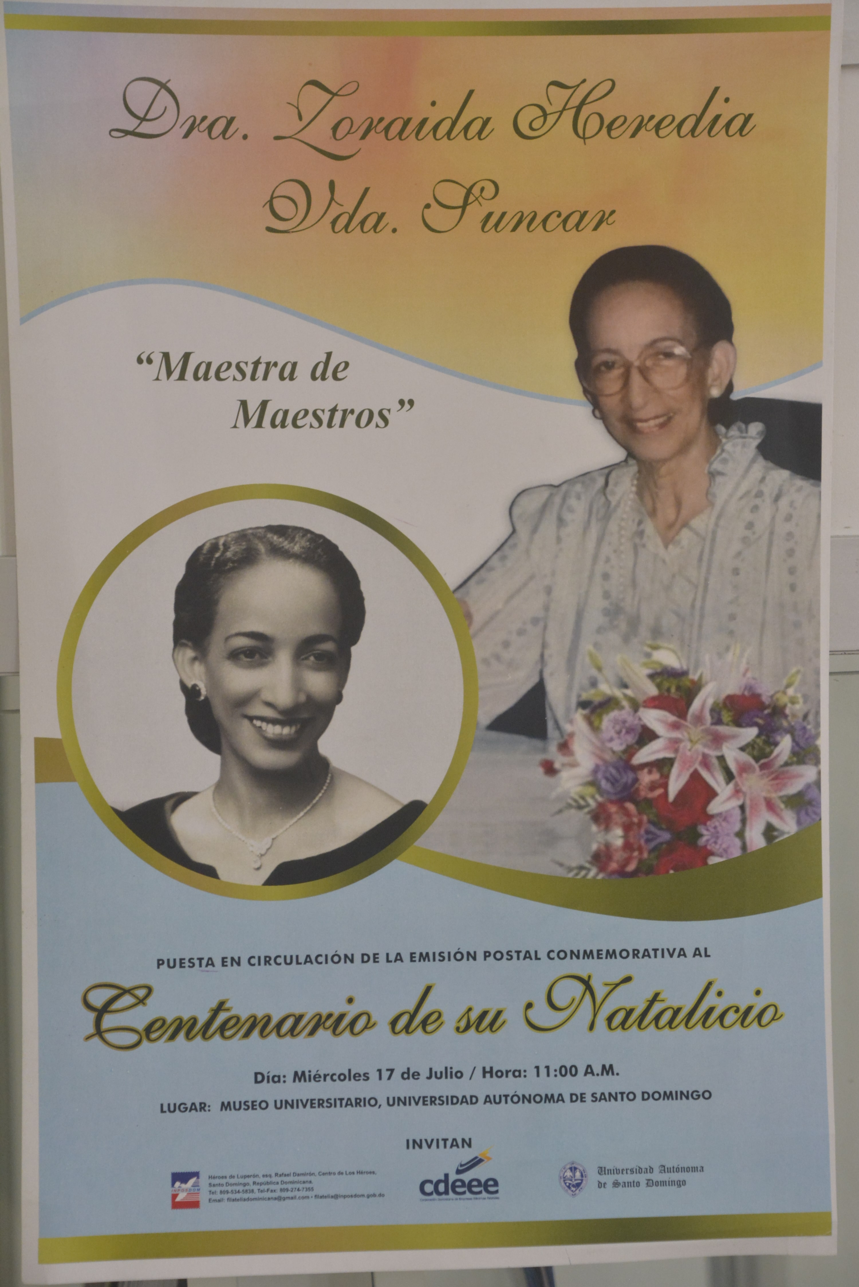 Emisión postal por natalicio de Zoraida Heredia viuda de Suncar