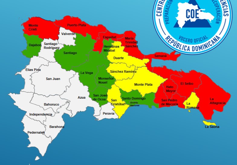 COE declara alerta roja en nueve provincias ante paso de la tormenta tropical Laura