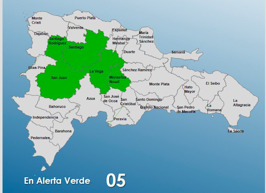 Cinco provincias en alerta verde por vaguada y onda tropical