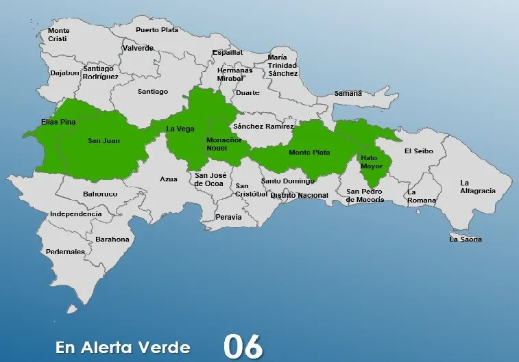 COE emite alerta verde para seis provincias por una vaguada