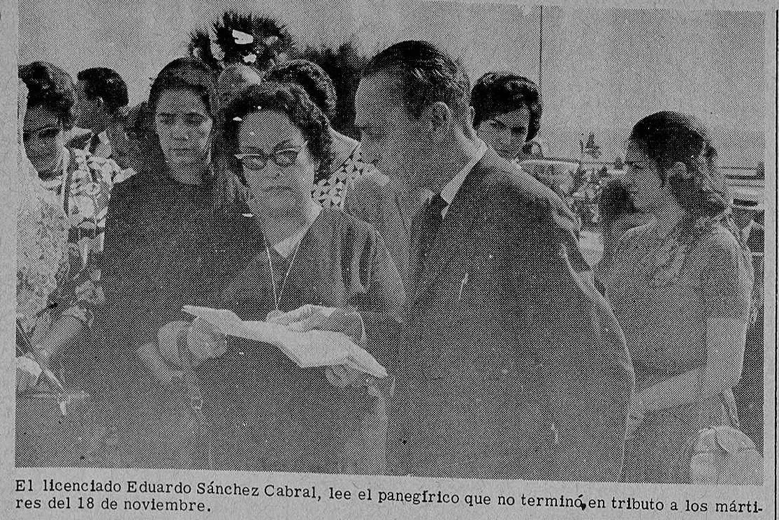 Memorable discurso inconcluso de Eduardo Sánchez Cabral aquel 18 de noviembre de 1963