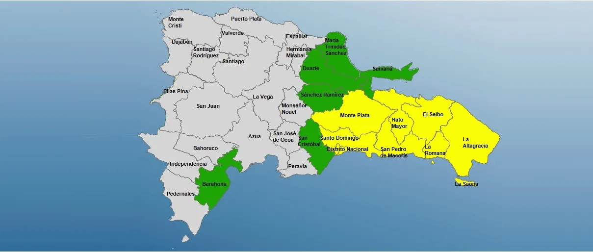 Provincias en alerta ahora son 13: En amarillo 7 y en verde 6