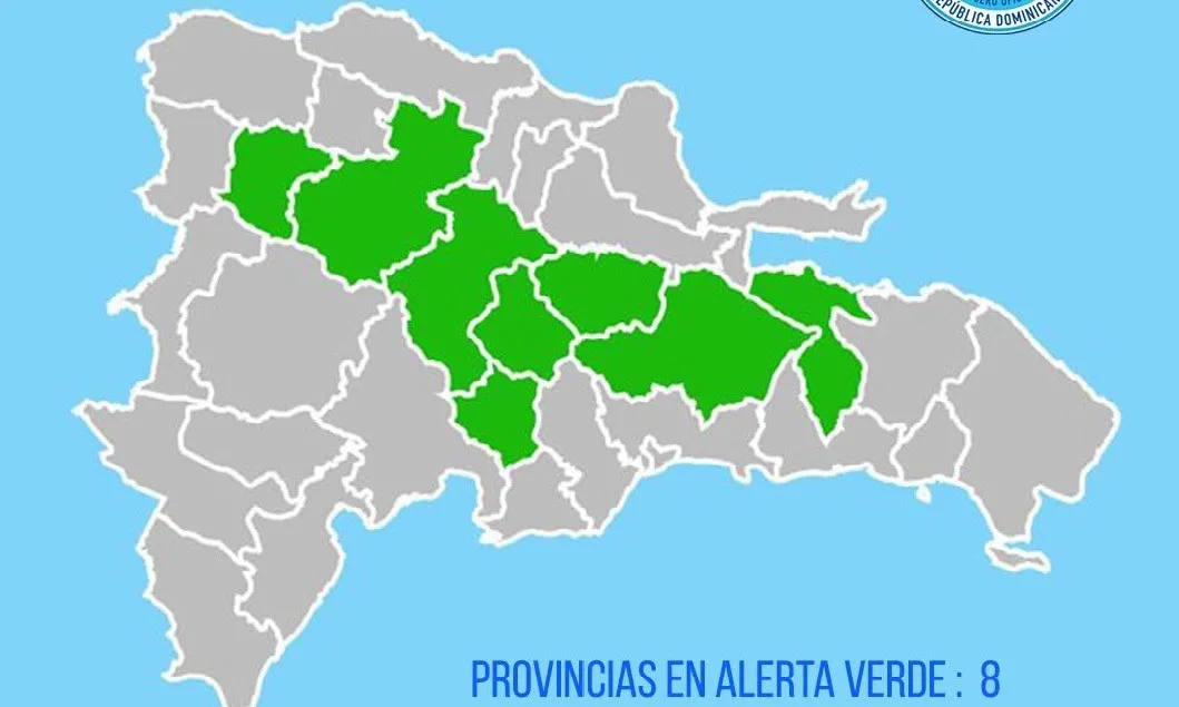 Emiten alerta verde para ocho provincias por vaguada