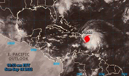 Fiona se convierte en huracán con vientos máximos de 130 kmh 