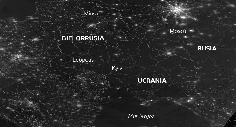 La impactante imagen satelital que muestra la dimensión de los apagones en Ucrania