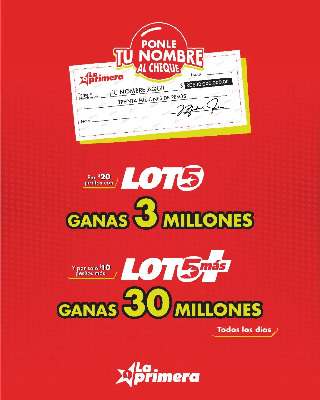 Nueva lotería ofrece premios por 30 millones de pesos todos los días