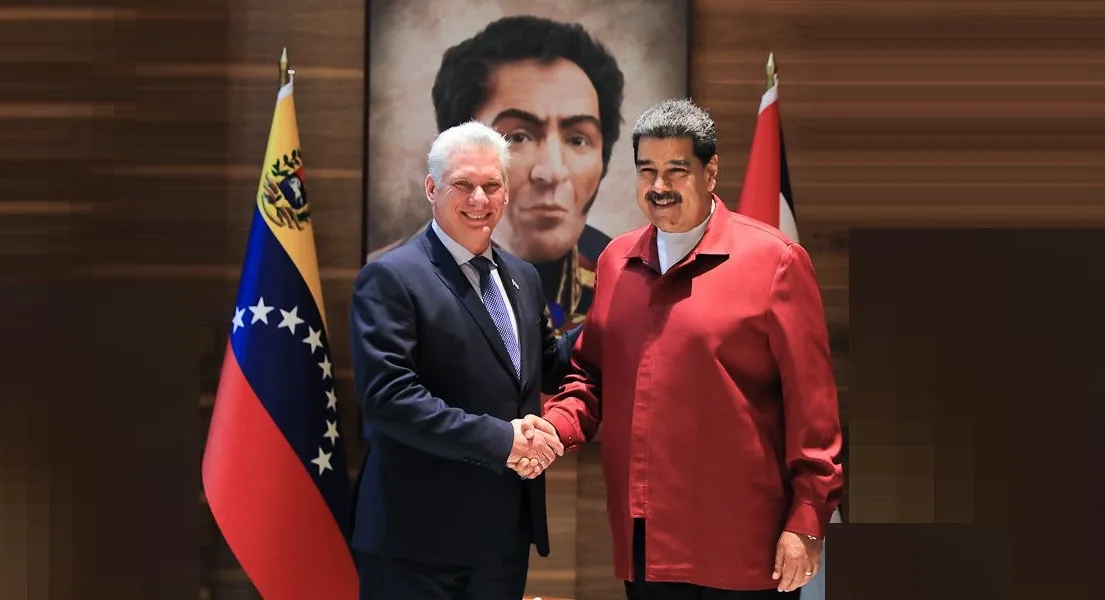 El presidente de Cuba visita a Maduro en Caracas