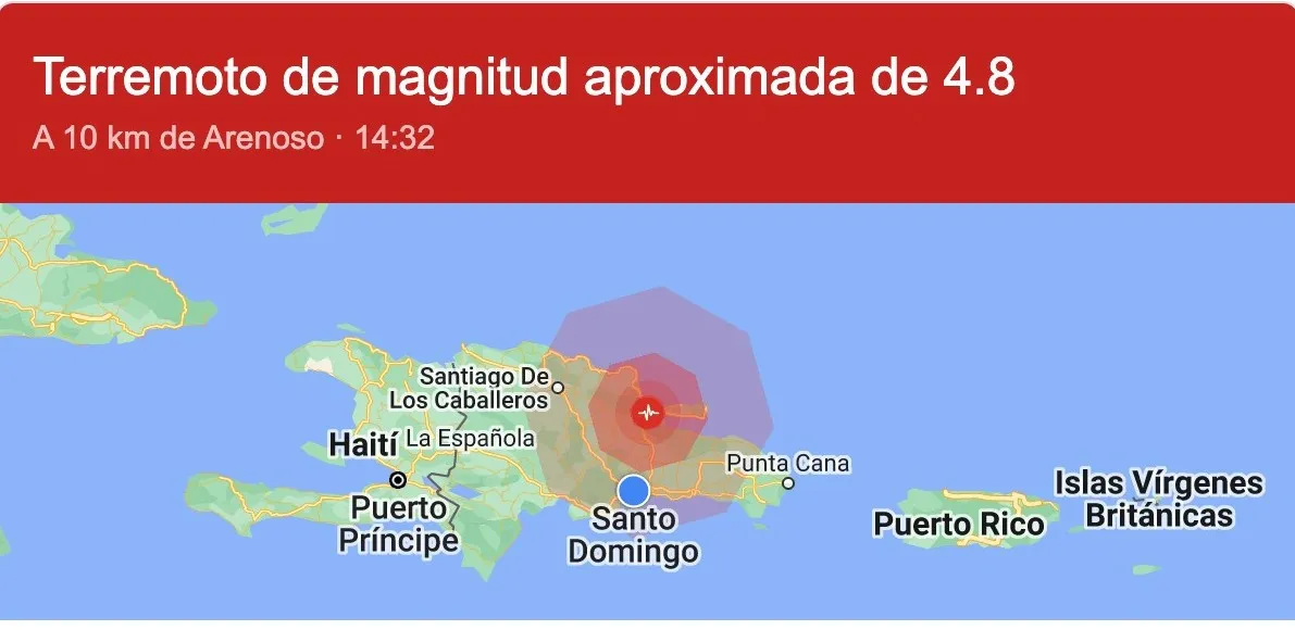Se produce temblor de tierra en República Dominicana