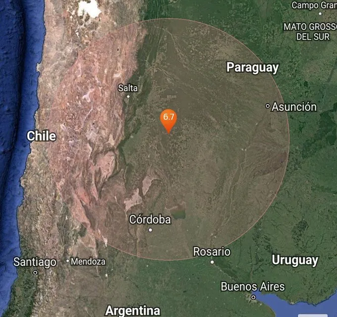Sismo de magnitud 6,7 sacude norte de Argentina y se siente en Chile