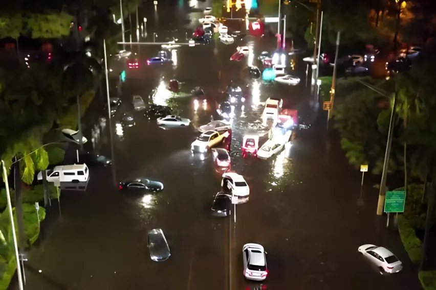 Inundaciones y vuelos cancelados por un fuerte temporal en el sur de Florida