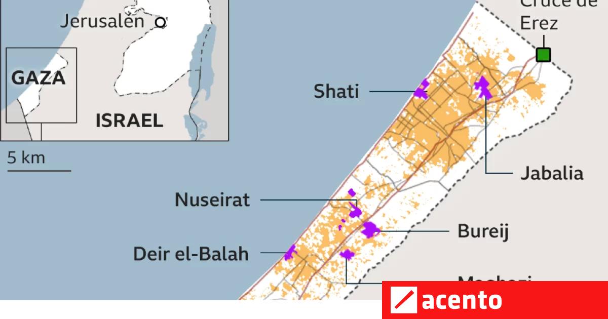 3 mapas de la Franja de Gaza, uno de los lugares más densamente