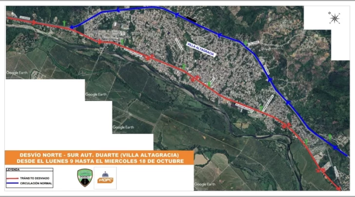Autoridades de Obras Públicas informan desvío del tránsito por el centro de Villa Altagracia