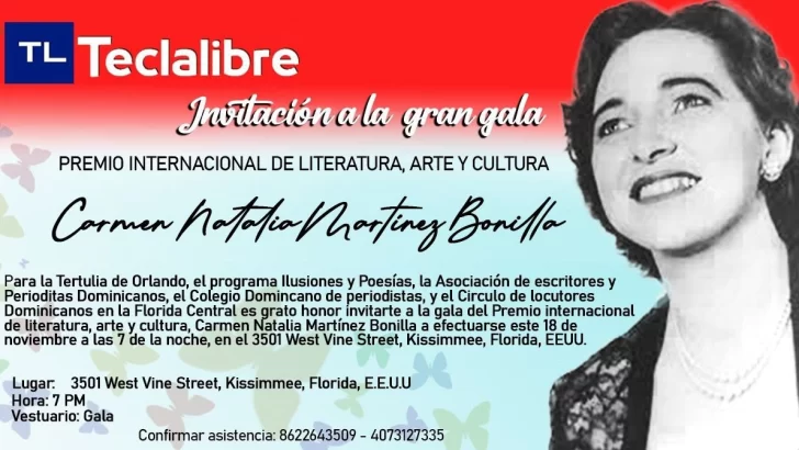 Premio Internacional de Literatura Carmen Natalia se celebrará el 18 de noviembre en Kissimmee