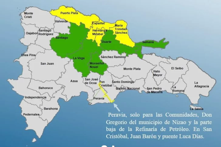 COE eleva a 11 las provincias en alerta por vaguada