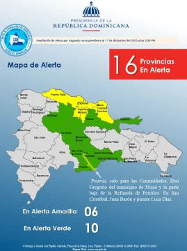 Aumentan a 16 las provincias en alerta a causa de las lluvias