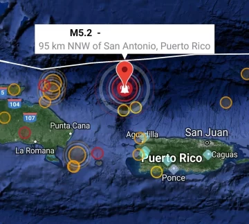 Sismo de magnitud 5,2 sacude a Puerto Rico