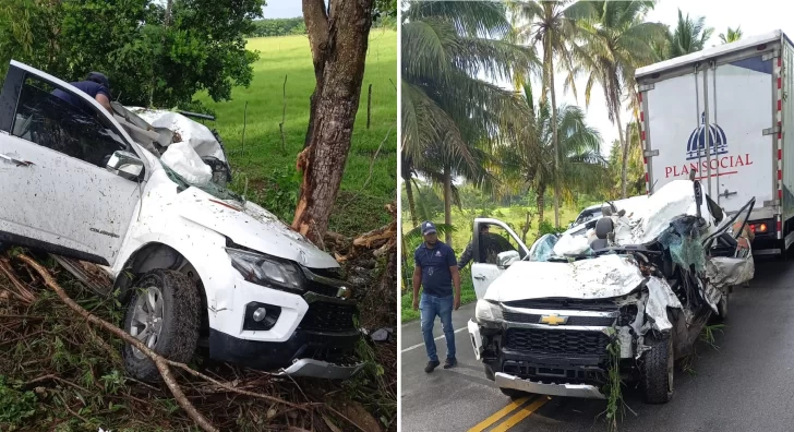 Accidente entre Nagua y Cabrera de vehículo con uniformados del Plan Social