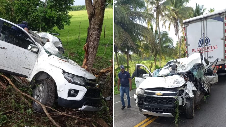 Accidente entre Nagua y Cabrera de vehículo con uniformados del Plan Social