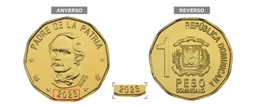 Banco Central emite moneda de un peso, año 2023