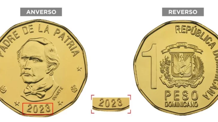 Banco Central emite moneda de un peso, año 2023