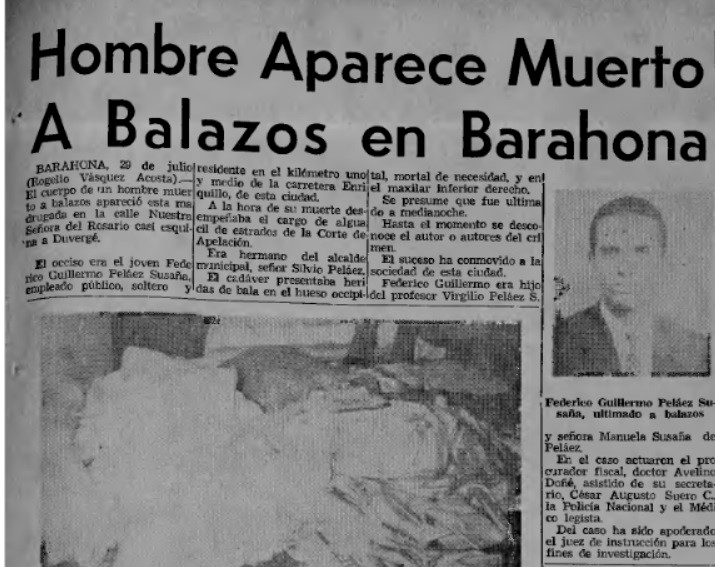 Héroes y mártires de la dictadura yanqui-balaguerista XIII: Federico Guillermo Peláez Susaña