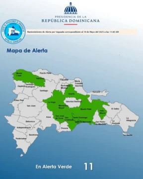 COE mantiene D.N y 10 provincias en alerta verde
