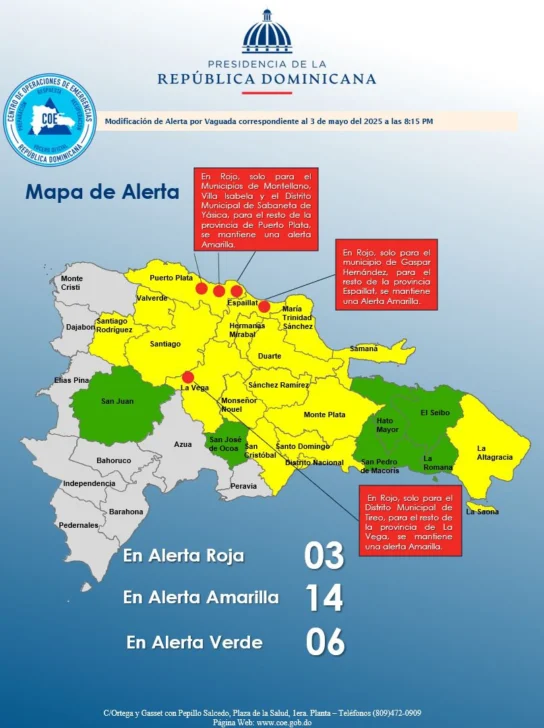 El COE eleva a cinco los municipios en alerta máxima por intensas lluvias