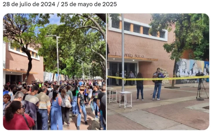  Un mismo colegio electoral caraqueño en las elecciones presidenciales de 2024 y las regionales y legislativas de hoy.