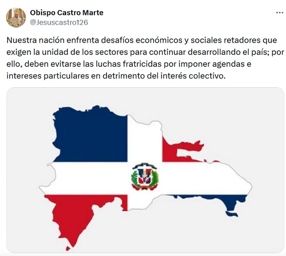 Obispo Castro Marte clama por unidad nacional