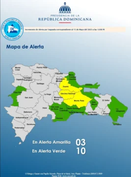 COE coloca tres provincias en alerta amarilla y eleva a 10 en verde