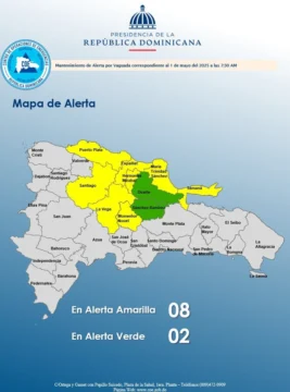COE mantiene ocho provincias en alerta amarilla y dos en verde por vaguada