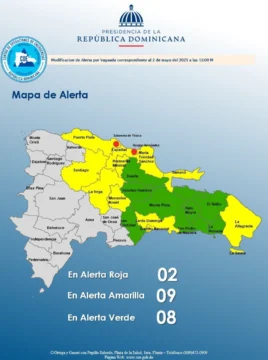 Colocan dos municipios en alerta roja, mantienen nueve provincias en amarilla y aumentan a ocho en verde