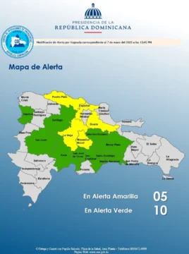 COE mantiene cinco provincias en alerta amarilla y 10 en verde