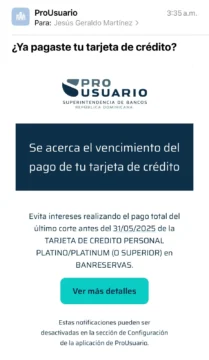 ¿Debe la Superintendencia de Bancos recordar a los usuarios pagar su tarjeta de crédito?
