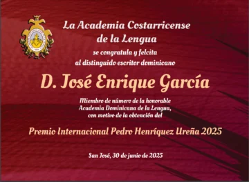 Academia Costarricense felicita a dominicano José Enrique García por premio internacional