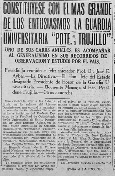 La dictadura trujillista y su Guardia Universitaria