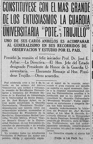 La dictadura trujillista y su Guardia Universitaria
