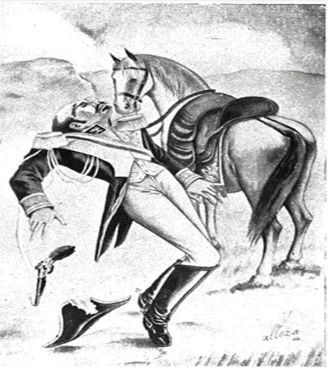 Ilustracion-del-general-Louis-Ferrand-suicidandose-por-Jose-Alloza-c. 1979 Ilustracion-del-general-Louis-Ferrand-suicidandose-por-Jose-Alloza-c. 1979