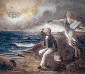  Juan Pablo Duarte contemplando el nacimiento de la República, obra del pintor Luis Desangles.