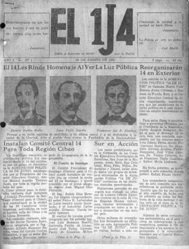  Portada del 1er periódico El 1J4 honrando a los padres de la patria dominicana, 19 de agosto de 1961.