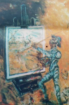  José Cestero: “Autorretrato como el Quijote en mi taller surrealista”.