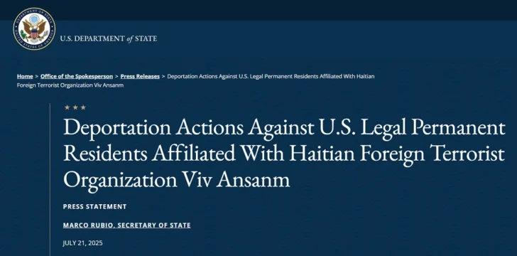 Deportarán a haitianos residentes legales en EEUU que sean vinculados a pandillas Deportarán a haitianos residentes legales en EEUU que sean vinculados a pandillas