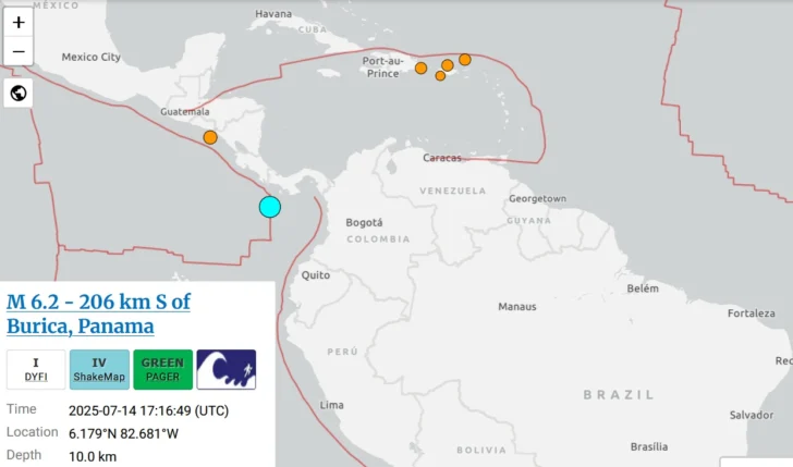 Un sismo de magnitud 6,4 sacude Panamá Un sismo de magnitud 6,4 sacude Panamá