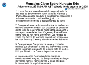 Erin se convierte en 'catastrófico' huracán categoría 5